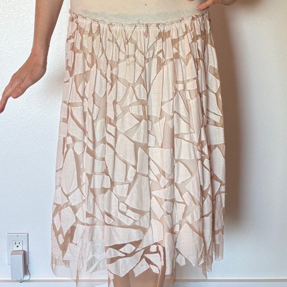 Chad Lulu Cream Layered Tulle Midi Skirt M Balletcore Romantic